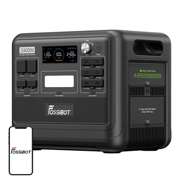 Pārnēsājamā elektrostacija FOSSIBOT F2400, 2400W (melna)
