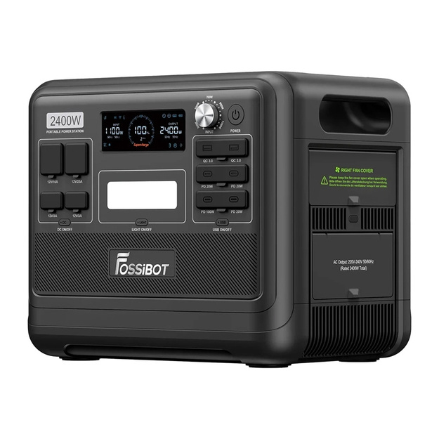 Pārnēsājamā elektrostacija FOSSIBOT F2400, 2400W (melna)