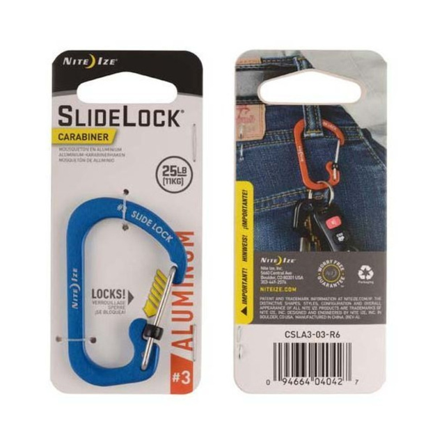 Nite Ize SlideLock Aluminum Carabiner, Blue CSLA3-03-R6