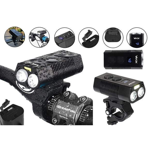 Bicycle light 750 lm 2x XML + COB + powerbank Vayox