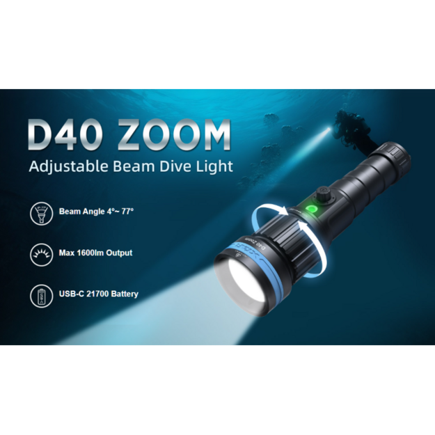 Фонарь для дайвинга XTAR D40 Zoom 1600лм