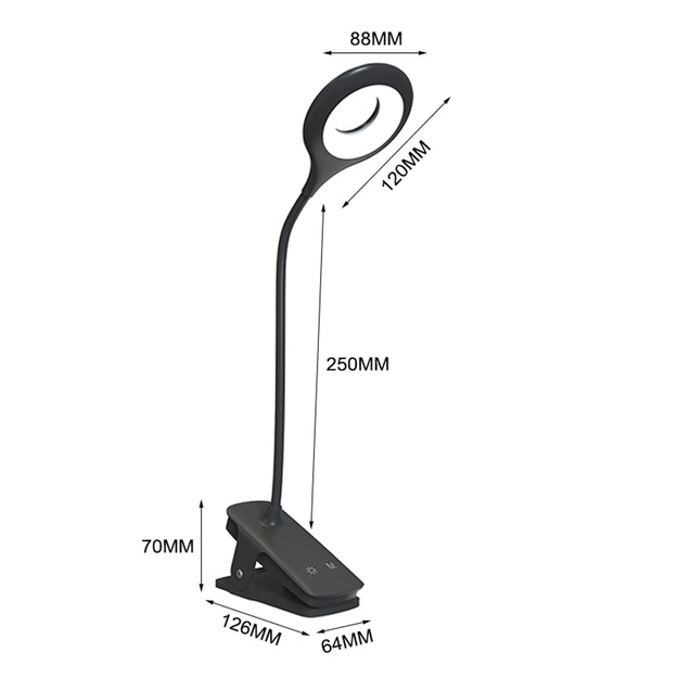 Wozinsky Mini bezvadu LED lasī&scaron;anas lampa ar klipsi un USB-C kabeli &ndash; black