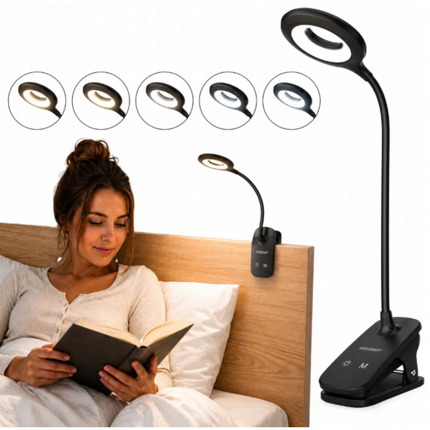 Wozinsky Mini bezvadu LED lasī&scaron;anas lampa ar klipsi un USB-C kabeli &ndash; black