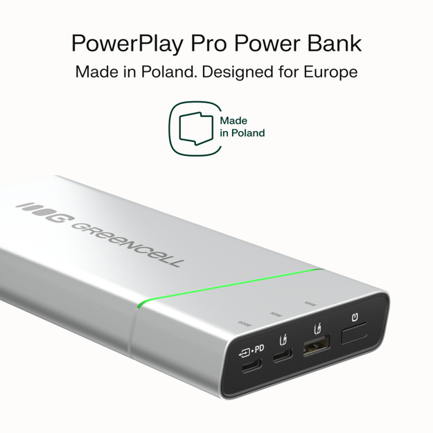 Powerbank Green Cell PowerPlay Pro, 20800 mAh, 65 W, Ātrā uzlāde, PD, Ultra Charge