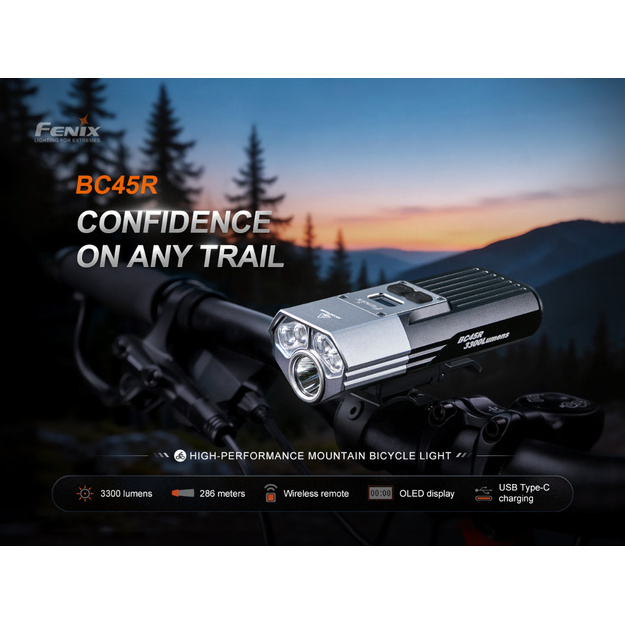 Fenix BC45R 3300лм, двухлучевой велосипедный фонарь с пультом дистанционного управления