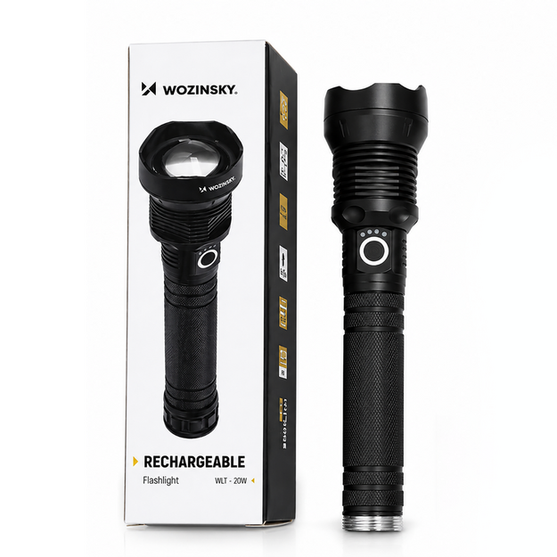Тактический фонарь Wozinsky WLT-20W, 20W, 2000lm, светодиоды CREE, IP65, зум