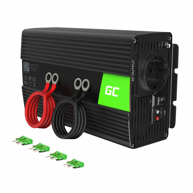 Automa&scaron;īnas invertora sprieguma pārveidotājs Green Cell INV08 no 12V uz 230V 1000W/2000W, modificēts sinusoidālais vilnis
