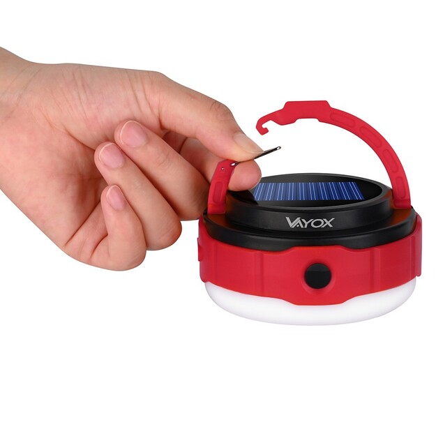 Vayox 500lm uzlādējams kempinga lukturītis ar saules paneli VA0100