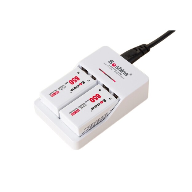 Soshine V1 9V Block 6F22 Li-Ion, Ni-MH, LiFePO4 battery charger