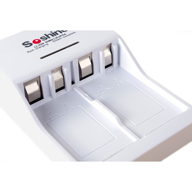 Soshine V1 9V Block 6F22 Li-Ion, Ni-MH, LiFePO4 akumulatoru lādētājs