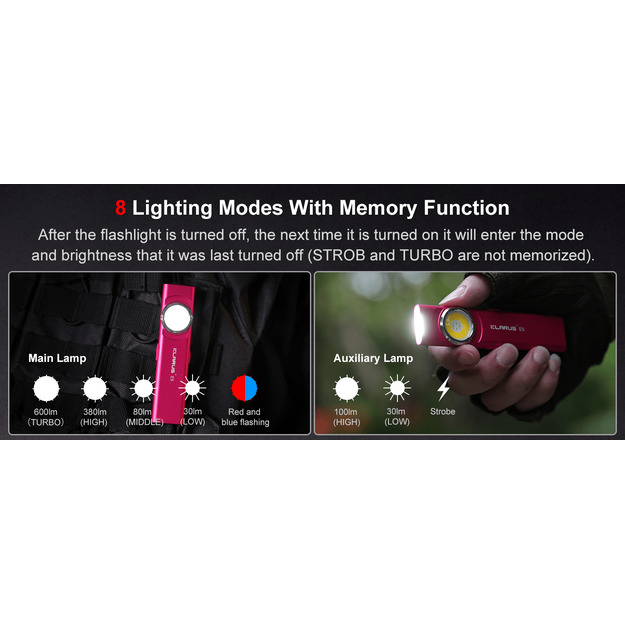 KLARUS E5 magnetic EDC flashlight, pink