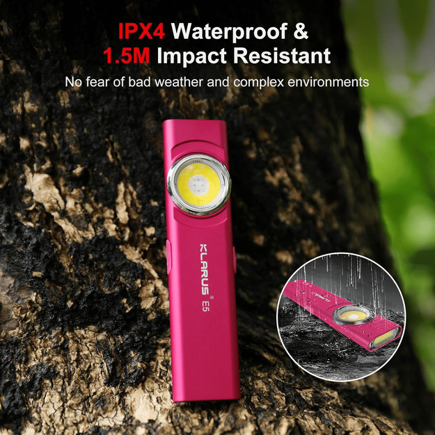 KLARUS E5 magnetic EDC flashlight, pink