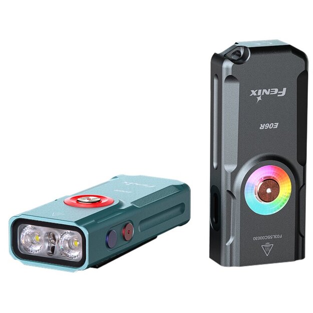 Fenix E06R lukturītis: balta gaisma + UV 365nm gaisma + sarkans lāzers