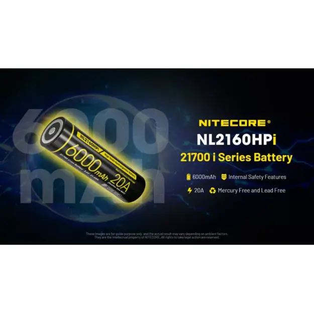 Nitecore High Drain akumulators 21700, 6000mAh, Li-ion NL2160HPI