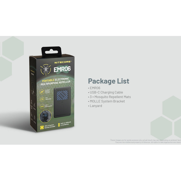 Nitecore EMR06 - moskītu atbaidī&scaron;anas līdzeklis, integrēta uzlādējama baterija, desert tan