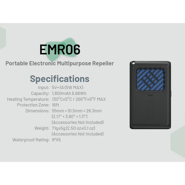 Nitecore EMR06 - moskītu atbaidī&scaron;anas līdzeklis, integrēta uzlādējama baterija, desert tan