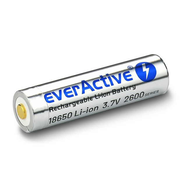EverActive 18650 3,7 V Li-ion 2600 mAh mikro USB akumulators ar iepakojumu