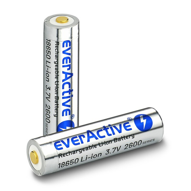 EverActive 18650 3,7 V Li-ion 2600 mAh mikro USB akumulators ar iepakojumu