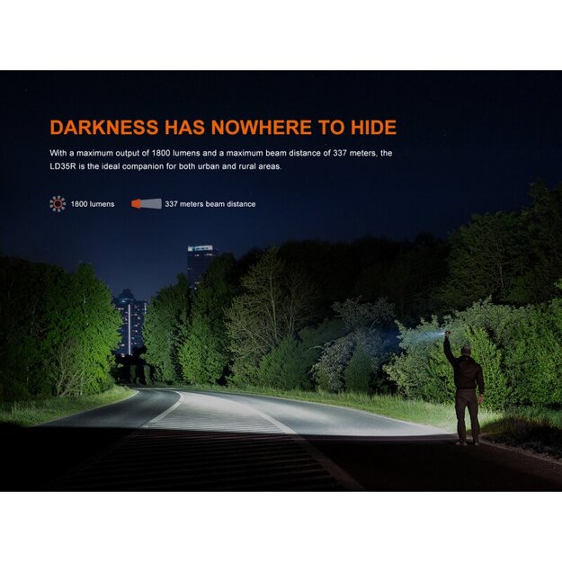 Fenix LD35R LED lukturītis ar baltu, sarkanu un zilu gaismu