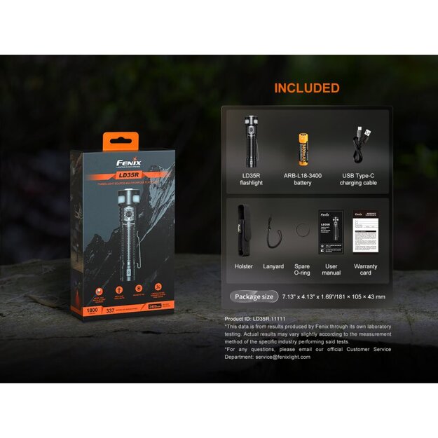 Fenix LD35R LED lukturītis ar baltu, sarkanu un zilu gaismu