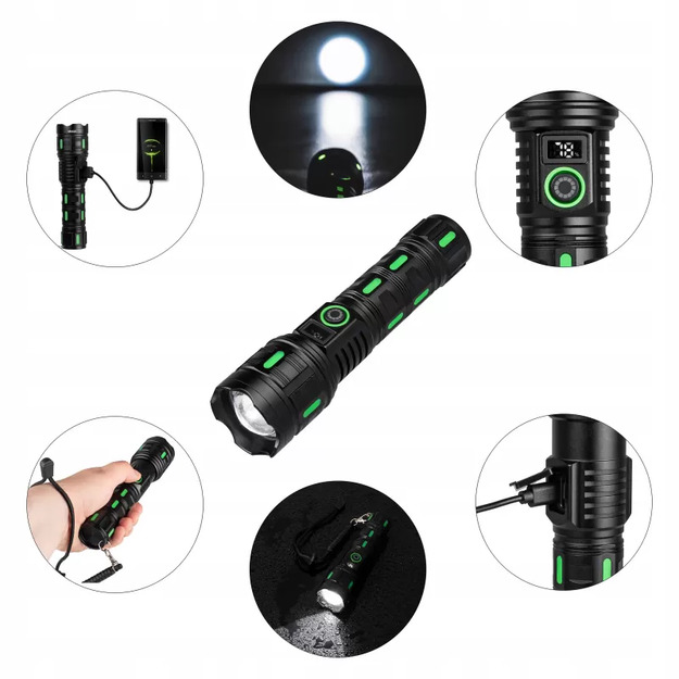 VAYOX 1200lm Pro sērijas taktiskais uzlādējamais lukturītis VA0365