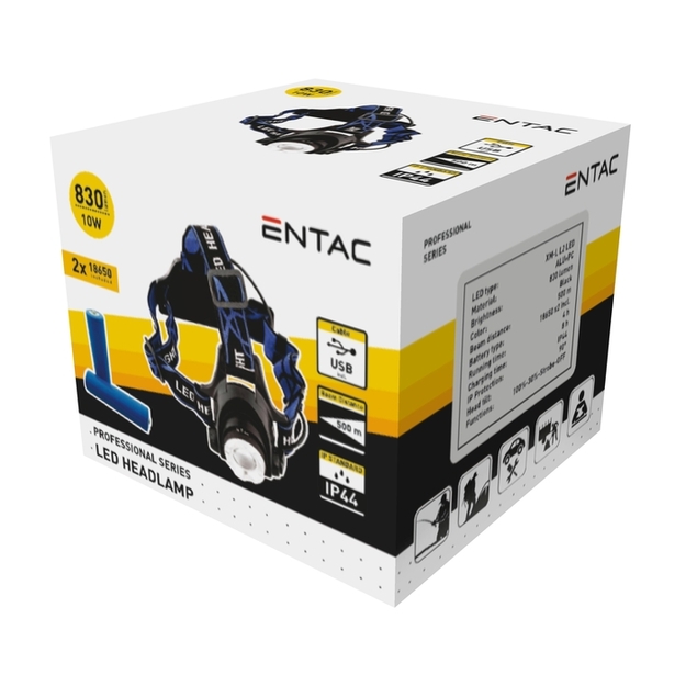 Uzlādējams lukturis uz galvas 10W USB 830lm