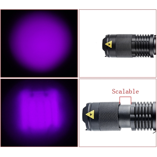 Ultravioletinis UV LED žibintuvėlis 1W