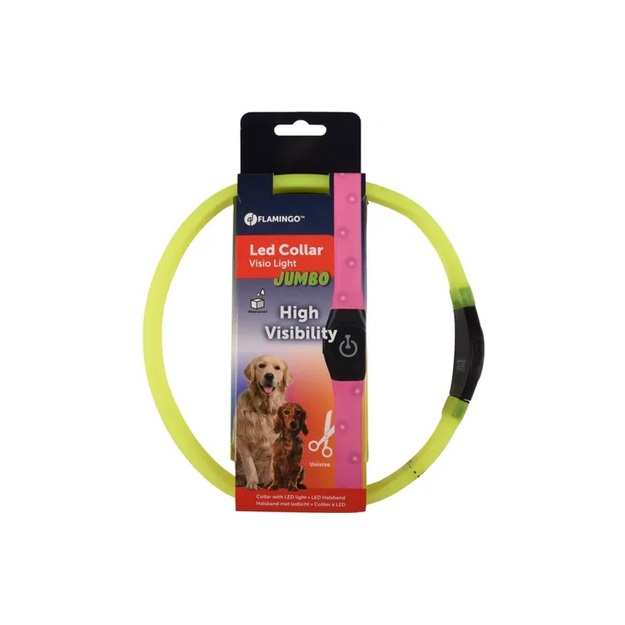 Flamingo Jumbo yellow dog collar