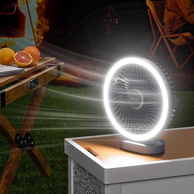 Vayox mobilais uzlādējamais ventilators ar apgaismojumu VA0338G