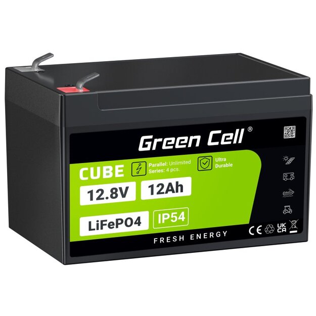 Green Cell LFPGC12V12AH UPS LiFePO4 Akumulators 12,8V 12Ah