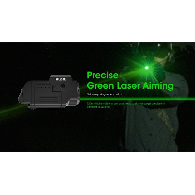 Nitecore NPL25 GL UHi 25 LED 900 lumens weapon light + green laser