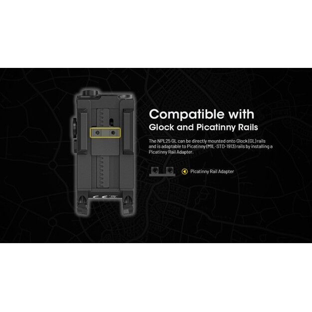 Nitecore NPL25 GL UHi 25 LED 900 lumens weapon light + green laser