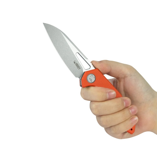 Kubey Vagrant Orange folding knife G10, Sand Blasted 14C28N by Maksim Tkachuk (KU291L)