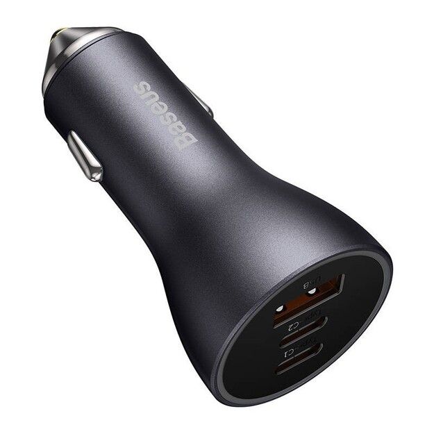 Automa&scaron;īnas lādētājs Baseus Golden Contactor Pro, 2x USB-C, 1x USB, 65W (pelēks)