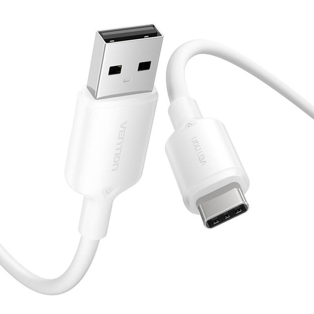 USB 2.0 A uz USB-C 3A kabelis Vention CTQWF 1M (balts)