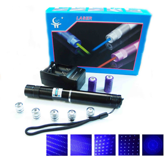 Galingas mėlynas lazeris su galvutėmis