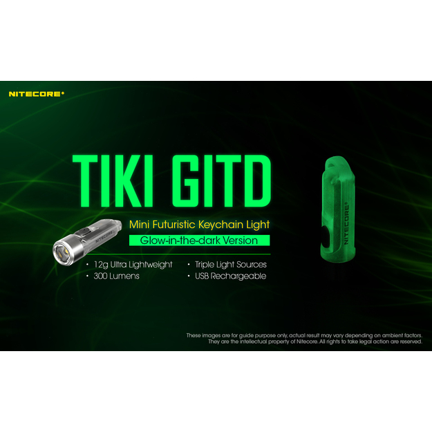 Nitecore TIKI GITD lukturis, OSRAM P8,  300 Lumens