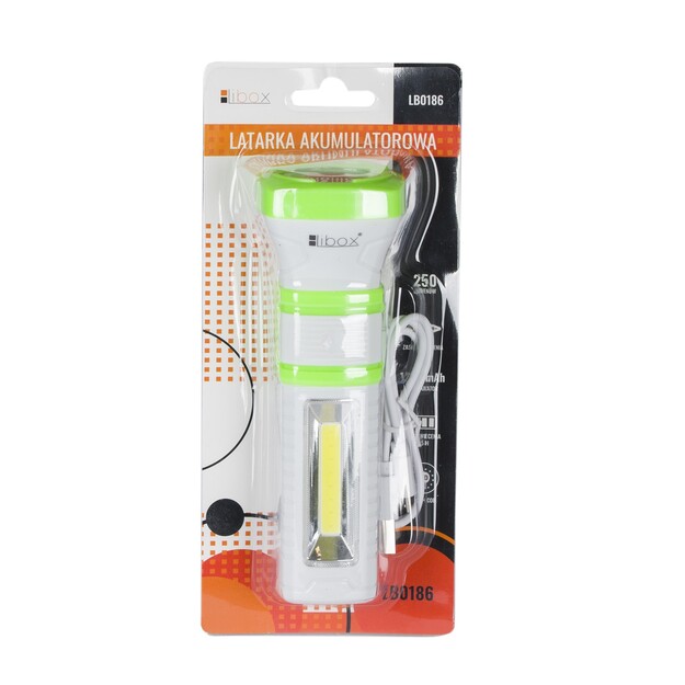 LED COB + 1 LED uzlādējams lukturis LIBOX