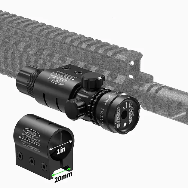 Zaļais lāzera tēmēklis pneimatiskajiem ieročiem un ASG, ar 11 mm sliedi
