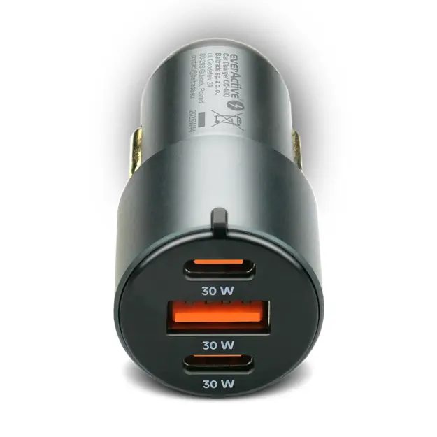 everActive CC-40Q automa&scaron;īnas lādētājs ar QC3.0 USB ligzdu un 2 USB-C PD 60W