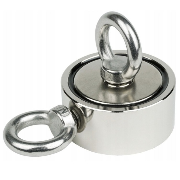 H&Ouml;GLER spēcīgs neodīma zvejas magnēts ar sānu rokturi 60 mm 2 x 150 kg