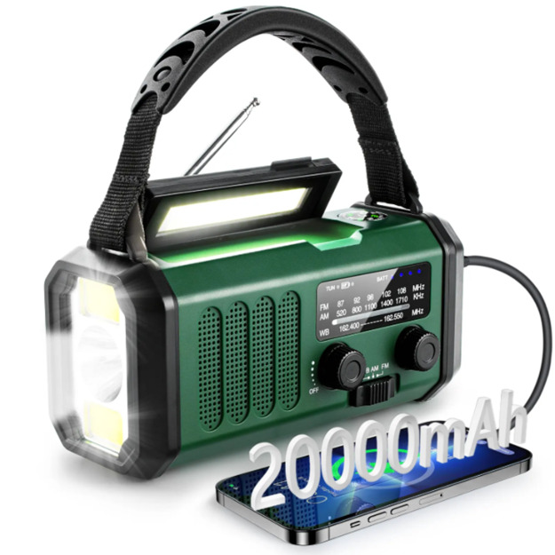 Emergency radio with 20000mAh Powerbank Green