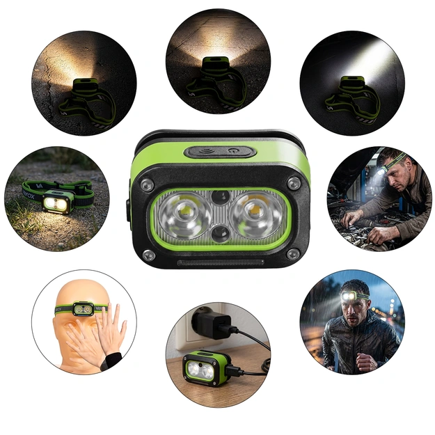 Rechargeable headlamp 2x5W 450lm 800mAh VA0453 Vayox