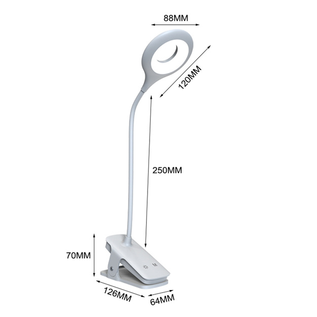 Wozinsky Mini bezvadu LED lasī&scaron;anas lampa ar klipsi un USB-C kabeli &ndash; balta