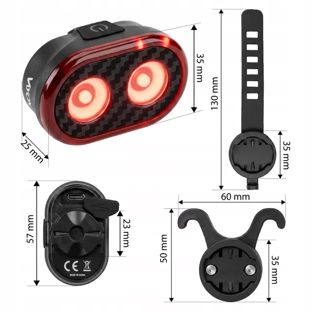 Vayox rear bicycle light 700mAh 200lm IPX6 VAR200