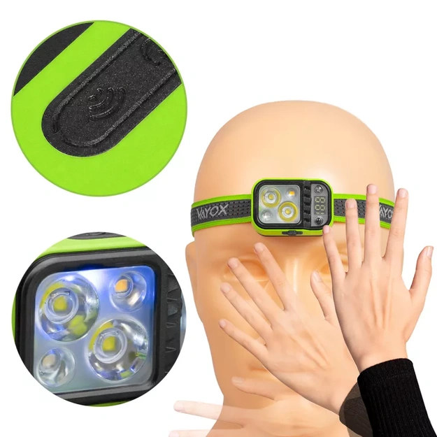 Vayox rechargeable headlamp 220lm 800mAh IPX4 (warm, neutral, red) VA0454