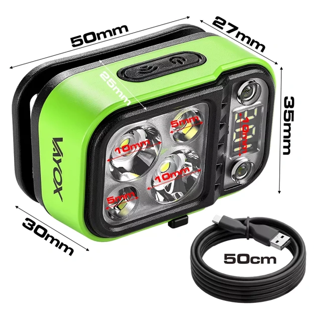 Vayox rechargeable headlamp 220lm 800mAh IPX4 (warm, neutral, red) VA0454