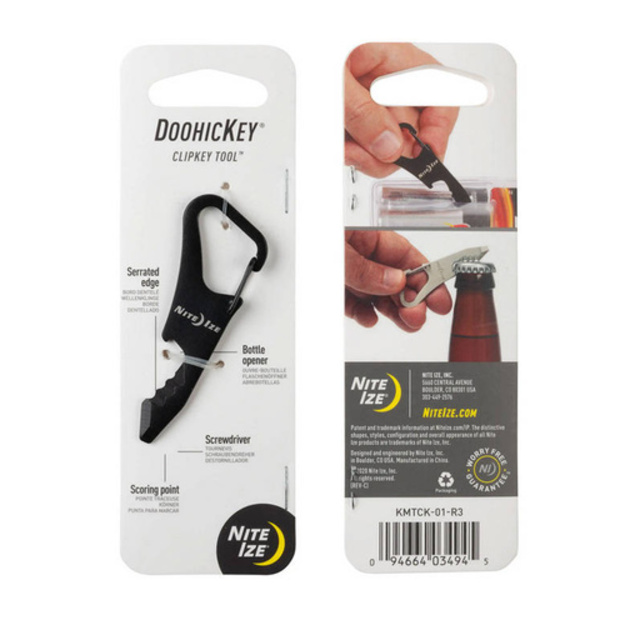 Nite Ize &ndash; DoohicKey ClipKey instrumentu komplekta karabīne &ndash; tērauds &ndash; melna &ndash; KMTCK-01-R3