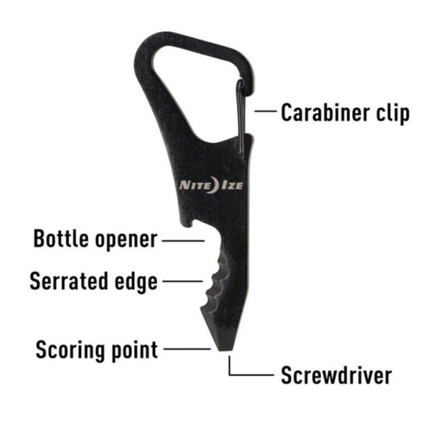 Nite Ize &ndash; DoohicKey ClipKey instrumentu komplekta karabīne &ndash; tērauds &ndash; melna &ndash; KMTCK-01-R3