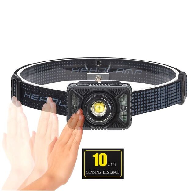 Lukturis ar kustības sensoru 10W XHP50 + sarkana gaisma